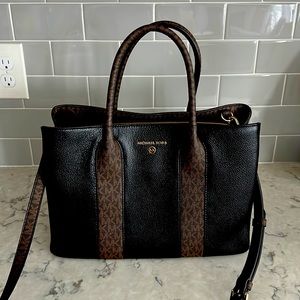 MK black and brown tote with shoulder strap